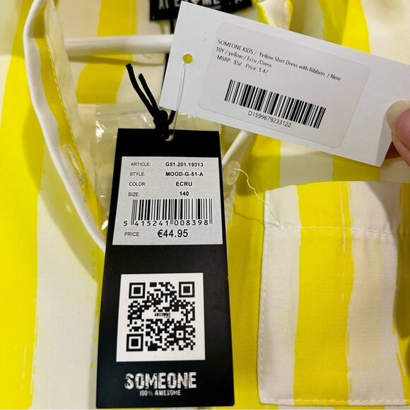 Awesome by Someone Kids Short Sleeve Striped Maxi Dress w/ Tie Yellow 10 NWT - Picture 5 of 6